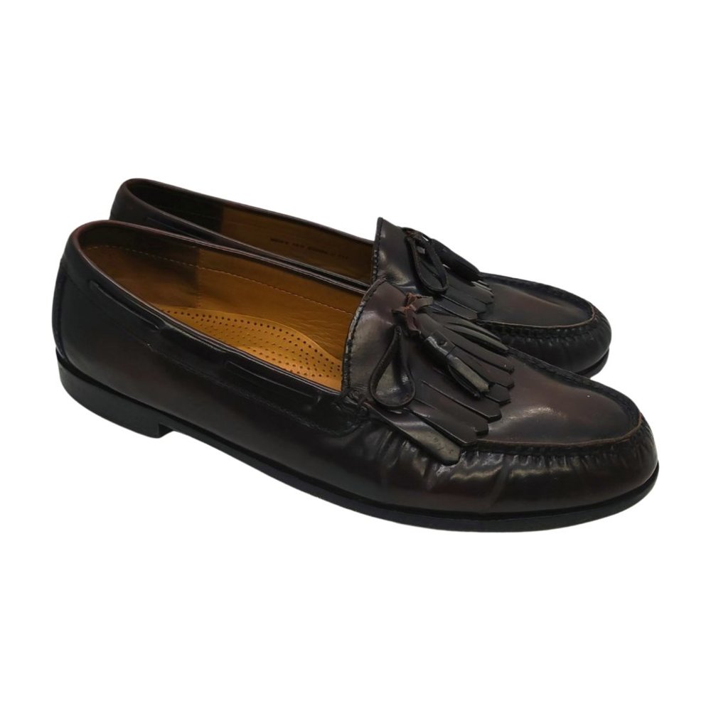 Cole Haan Men's Burgundy Leather Pinch Tassel Loafer Dress Shoes Size 8.5W